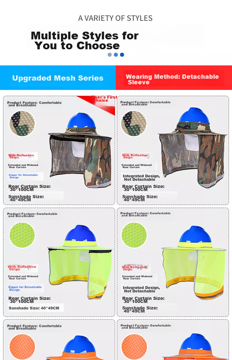 SHOUDUN Safety Helmet, Construction Site Sun Protection Hat with Wide Brim And Sun Visor, Breathable Summer Work Cap for Men, Protective Sunshade Hat, Jingcang 9