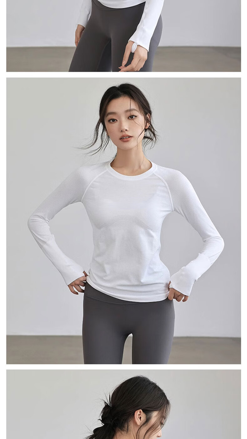 Ziyouxi Yoga Wear, Women's Slim-Fit Sports Top, Nude-Feel Quick-Dry T-Shirt, Pilates Running Fitness Training Long Sleeve 7