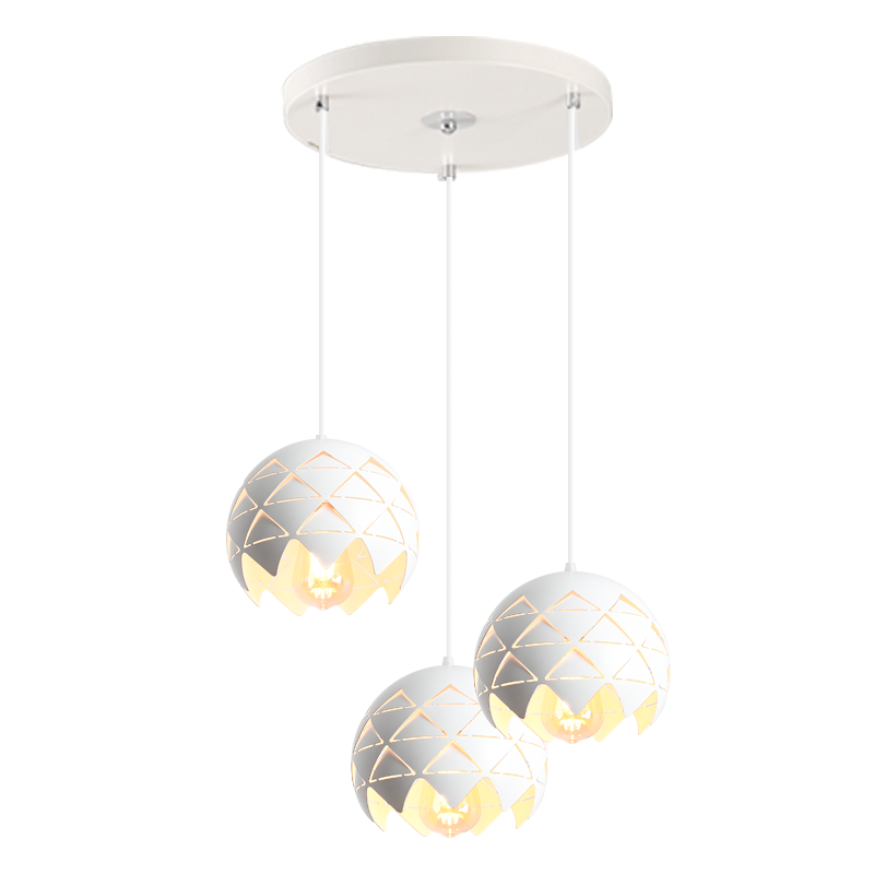 Foshanzhaoming Restaurant Pendant Light, Simple And Stylish Dining Room Lamp, Bedside Pendant Light with Three Heads, Matte White 50302