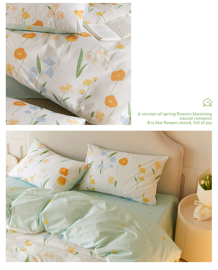 Dohia Home Textiles Pure Cotton Bedding Set, All-Cotton Double Bed Linen Duvet Cover And Sheet Set for 1.8m Bed, 229*230cm 10