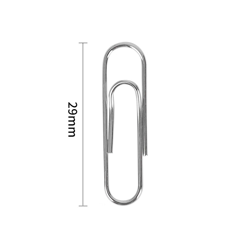 SIMAA [Back-To Essentials] Nickel-Plated Paper Clips 29mm Metal Rust-Resistant Binder Clips, Office Stationery Supplies Document Organization Tools, 200 Pieces/tube 19885