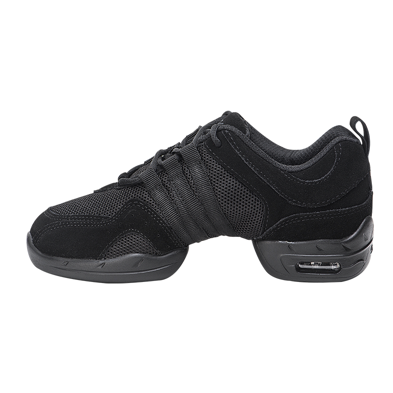 Sansha Spliced Modern Dance Shoes, Mesh Sports Dance Shoes, Air Cushion Soft Sole, Women's Square Dance Shoes, P22LS Black, Size 38