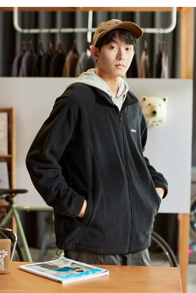 TonLion 2023 Fleece Jacket, Loose Casual Versatile Stand-Collar Jacket, Black, Size L 9