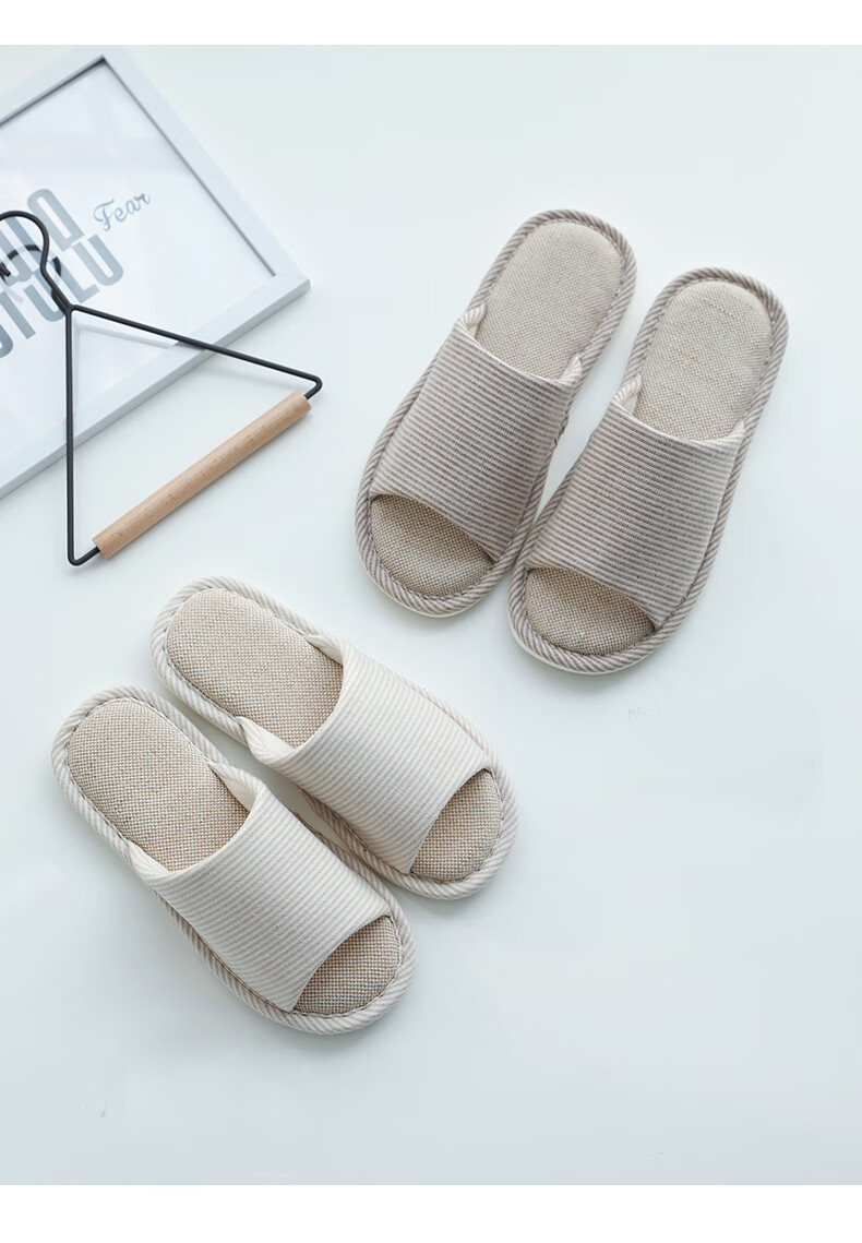 GUOLUOFEI Linen Slippers for Men, Spring And Autumn Indoor Home Use, Floor Slippers for Couples, Linen Cloth Slippers, Navy Blue 2021, Size 44-45 1