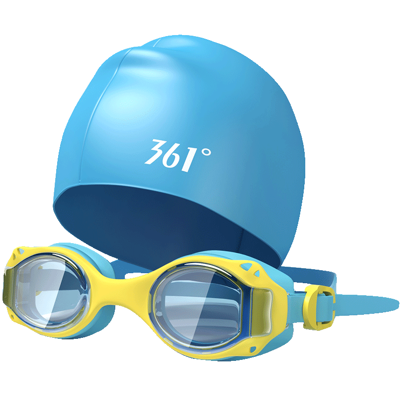 361° Children's Swimming Goggles And Swim Cap Set, Boys And Girls Student Goggles And Swim Cap Quick-Dry Two-Piece Set, Pink Set