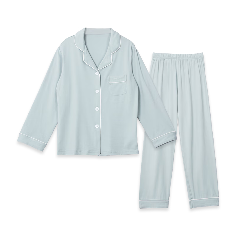 Hodo Children's Pajamas, Boys And Girls Spring And Autumn Long-Sleeve Thin Modal Cotton Home Wear Set J3174 Ice Green 140