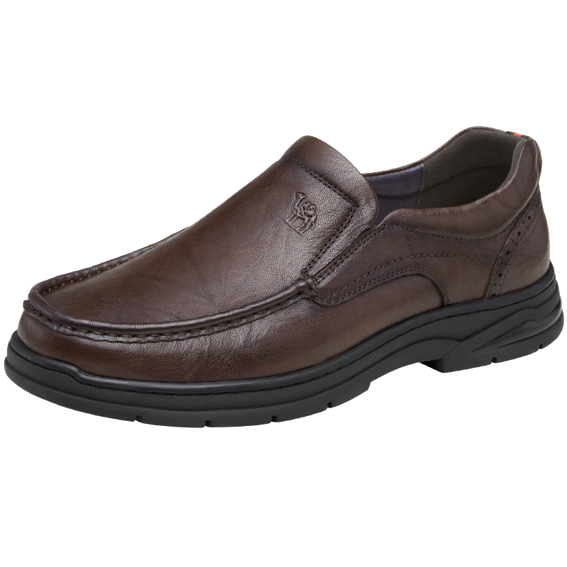 CAMEL Soft-Soled Comfortable Wear-Resistant Slip-On Middle-Aged Business Casual Leather Shoes for Men, GE12235379, Brown, Size 42