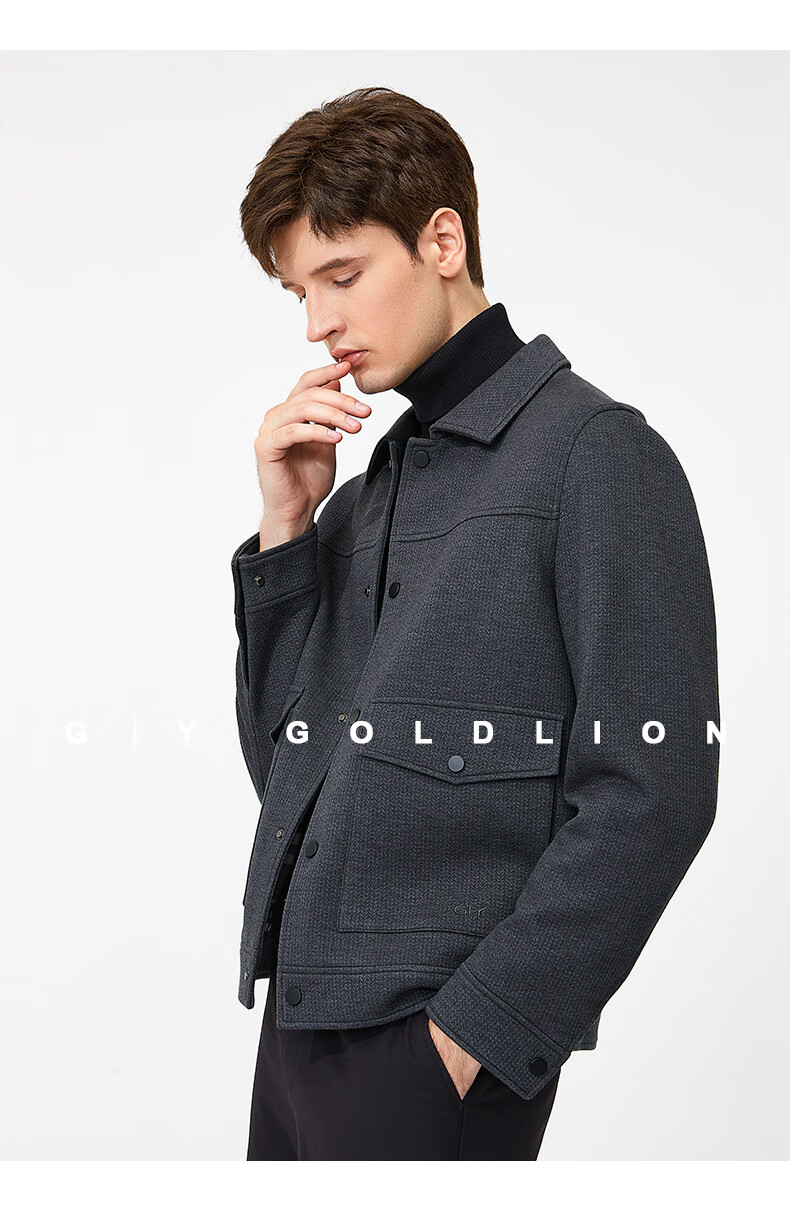 Goldlion GY [Containing Cotton Wool] Men's Jacket, Autumn And Winter Lapel Jacket, JWF1799-LK120 Gray, 2XL 13