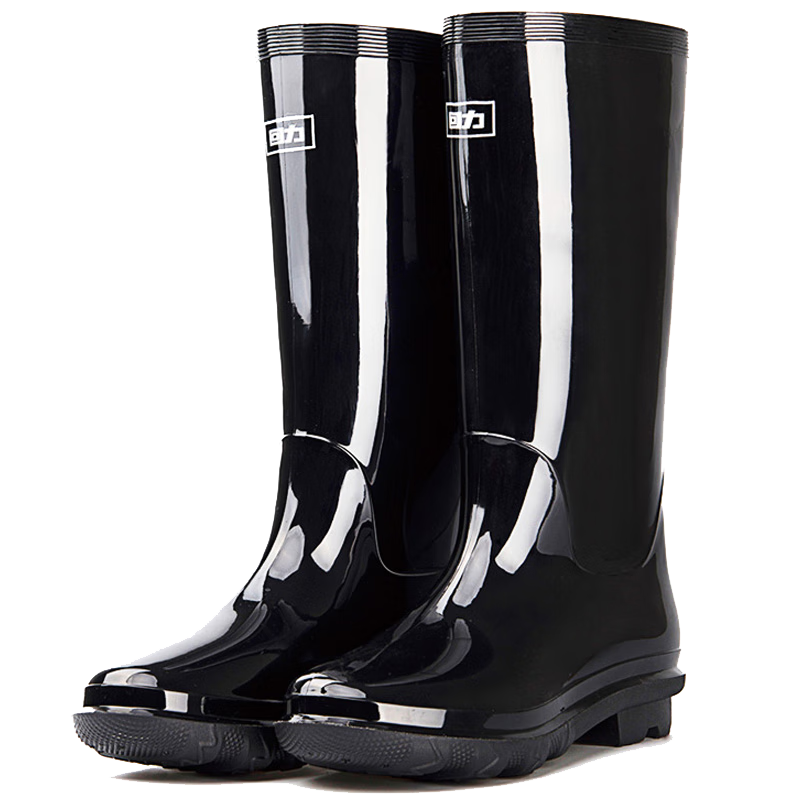 Warrior Men's High-Top Rain Boots Adult Rubber Shoes Overshoes Waterproof Boots XHL38-B Black Tall Top 40