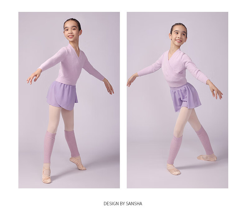 Sansha Children's Dance Warm-Up Top for Girls, Knitted Practice Ballet Dance Costume KT4030, Pink, S-M 10