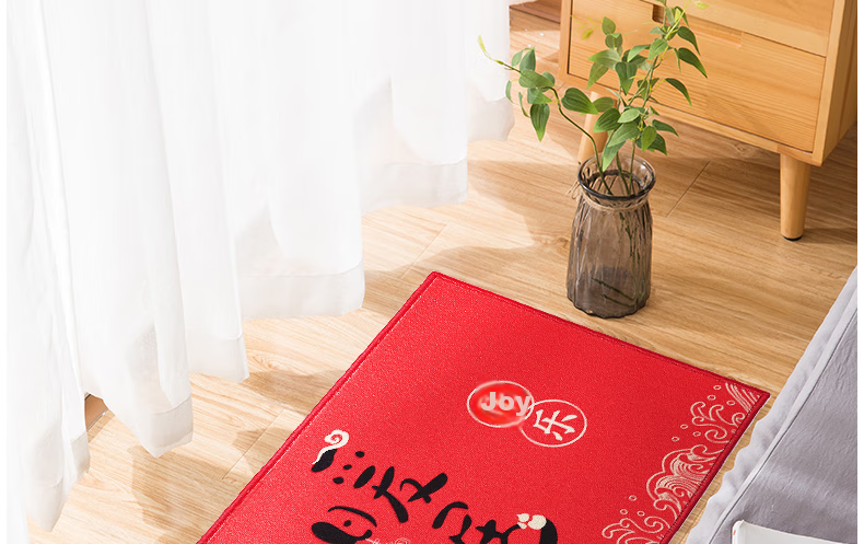 MOON TIME Entrance Mat, Doorway Foot Mat, Indoor Doormat, Red Non-Slip Dirt-Resistant Floor Mat, 50*80cm, Warm Home 25