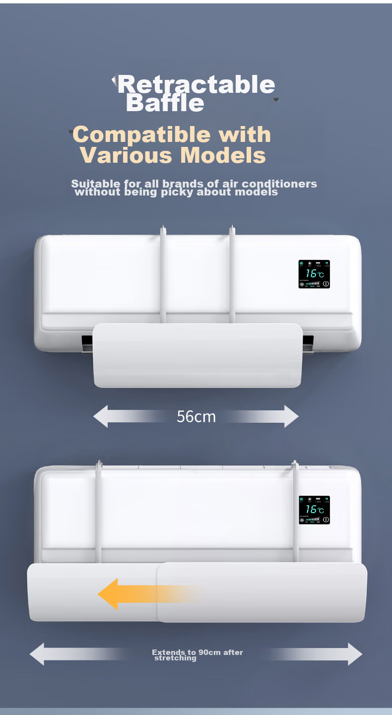 XIAO HUANG HOU Air Conditioner Wind Deflector, Anti-Direct Blowing, PP Material, Baby-Friendly, No Drilling Required 3