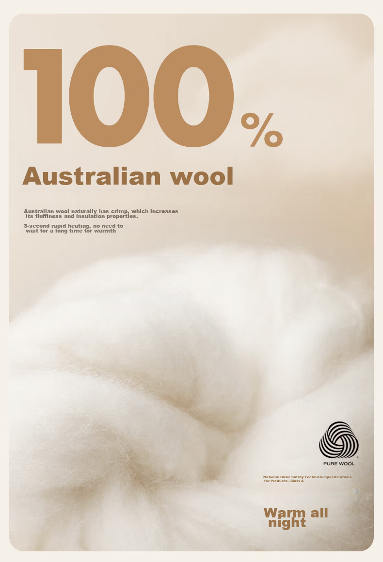 LOVO Luolai Home Textiles, 100% Australian Wool All-Season Comforter, 3 Jin (1.5 Kg), 150*215cm, White 6