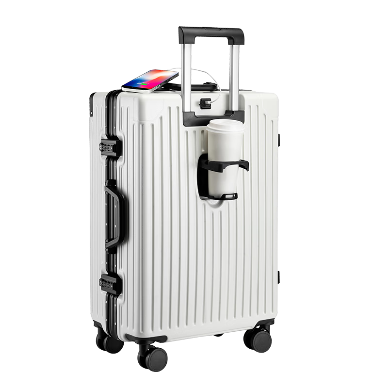 Baishikele Aluminum Frame Suitcase for Men And Women, 24-Inch Large Capacity Travel Luggage with Spinner Wheels, Student Business Trolley Case with Password Lock