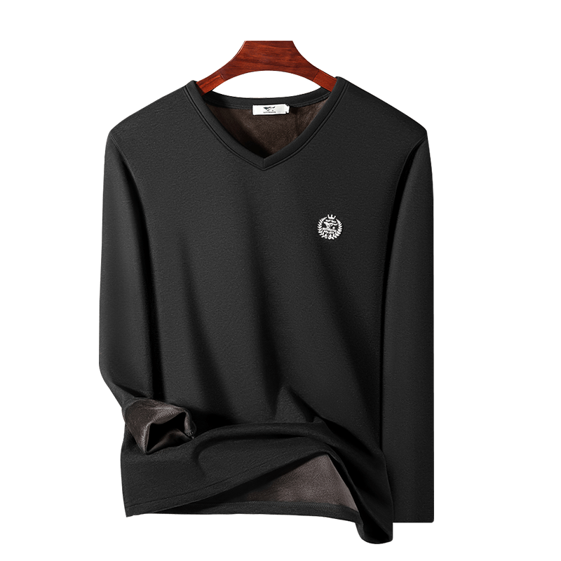 SEPTWOLVES [Double Warmth] Thermal Underwear for Men, Autumn And Winter Fleece-Lined Thick Undershirt, Invisible V-Neck Fashion Base Layer Top
