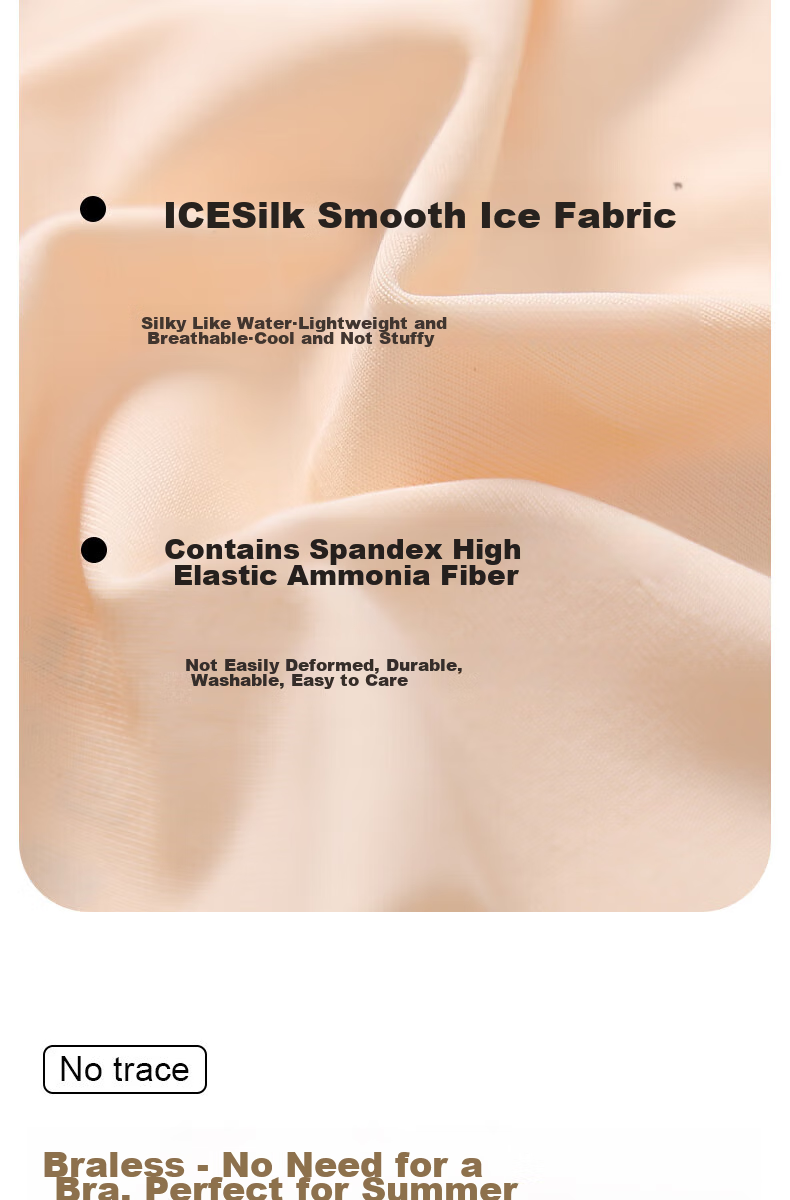 Caramella Ice Silk Camisole Bra for Women, Thin Style, Minimizing, Push-Up, Beautiful Back, One-Piece Wrap Chest, Anti-Exposure Brassiere, Bandeau 10
