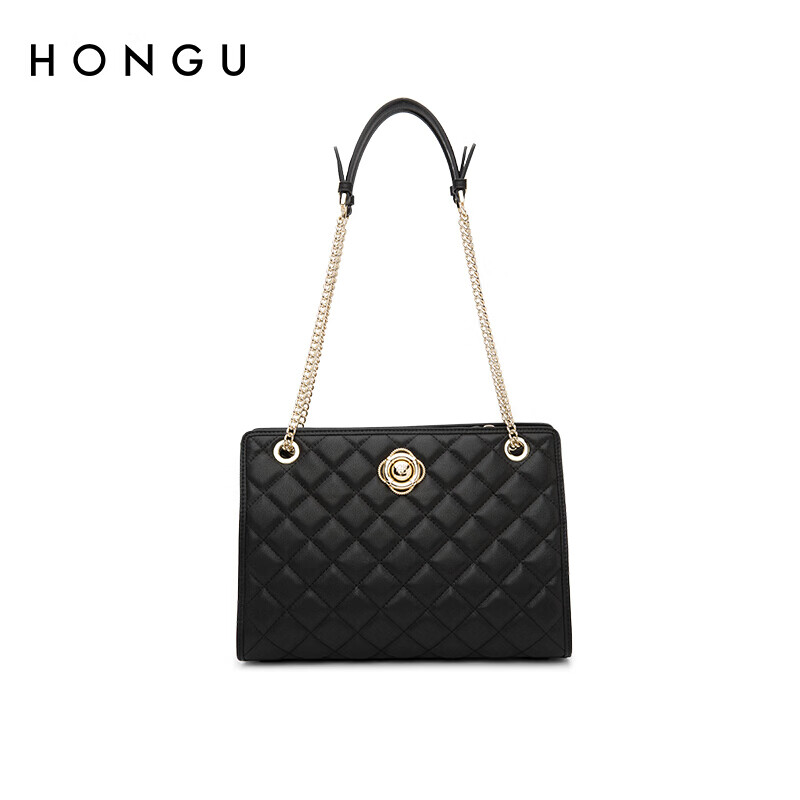 HONGU Women's Handbag, Simple Casual Fashion Diamond Pattern Shoulder Bag, Top-Grain Leather Crossbody Bag, Birthday Gift for Girlfriend