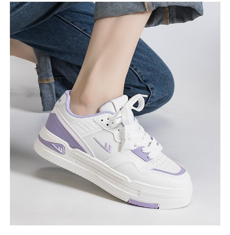 Huili Women's Shoes, White Sneakers, Trendy And Versatile Casual Shoes, Stylish Footwear for Women, 2662L White And Purple, Size 35 7