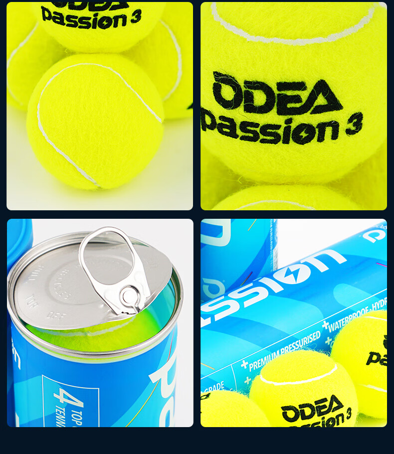 Odear Tennis Passion Series Durable High-Bounce Training And Match Tennis Balls, 1 Can, 4 Balls Per Pack 8