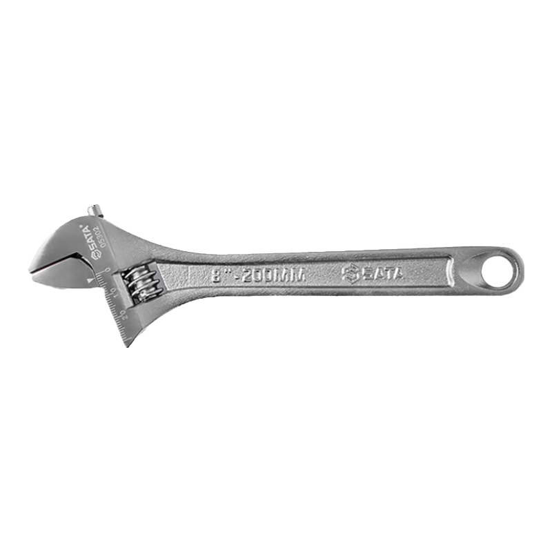SATA Adjustable Wrench, Large Open-End Wrench, Wide-Jaw Wrench, 8" 05302