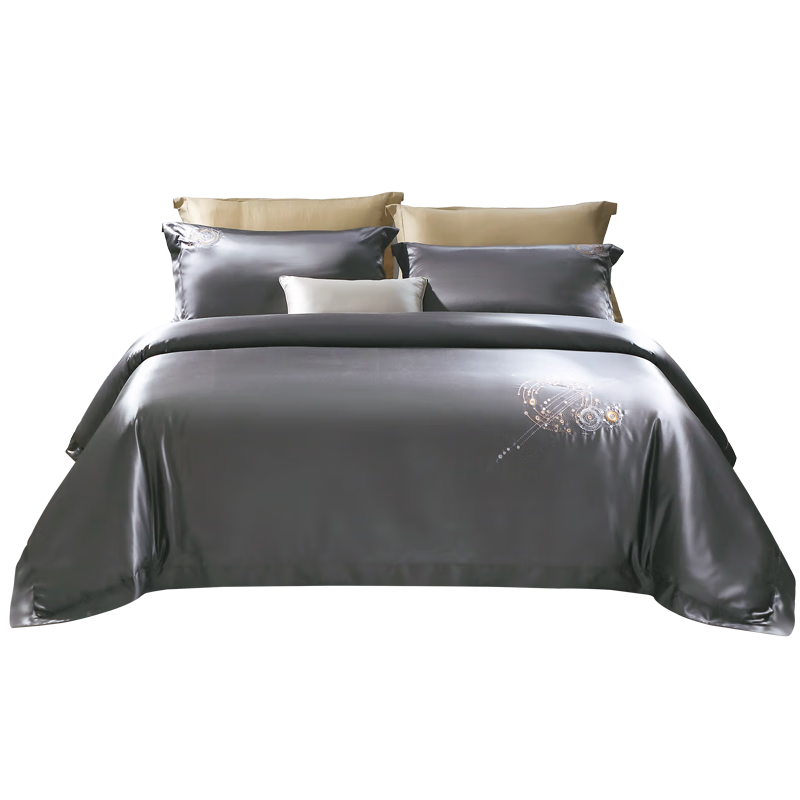 FUANNA Home Textile Bedding Set 4-Piece High-Grade Silk Cotton 80s Pima Cotton Antibacterial Double Duvet Cover Bed Sheet for 1.5m Bed