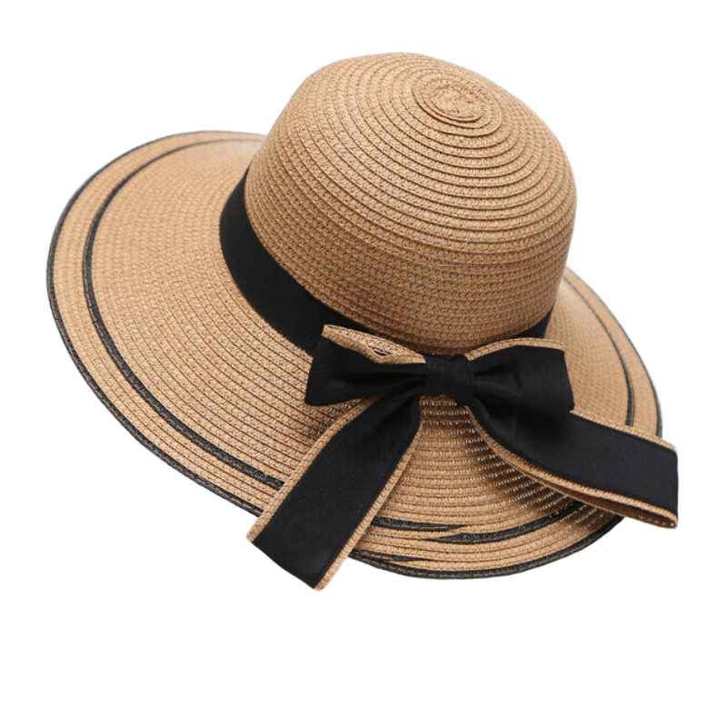 GLO-STORY Women's Sun Hat, Straw Hat for Outdoor Travel, UV Protection, Wide Brim Beach Hat with Bow, WMZ824169