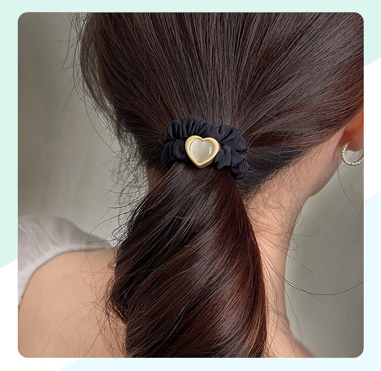 CHIMERA 4 Ponytail Hair Ties, Simple Glazed Heart-Shaped Hair Bands, Hair Ties for Women, Mid-Autumn Festival Gift 12