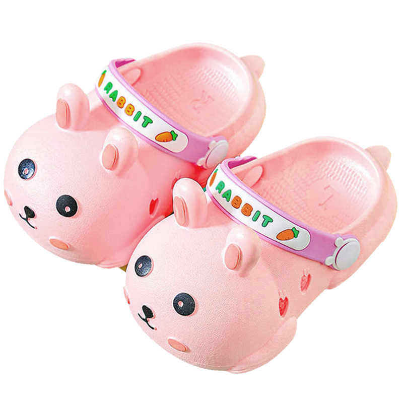 9i9 Kids Summer Cartoon Bunny Soft Sole Non-Slip Sandals Boys Girls Outdoor Beach Shoes B1 Pink Size 25-26