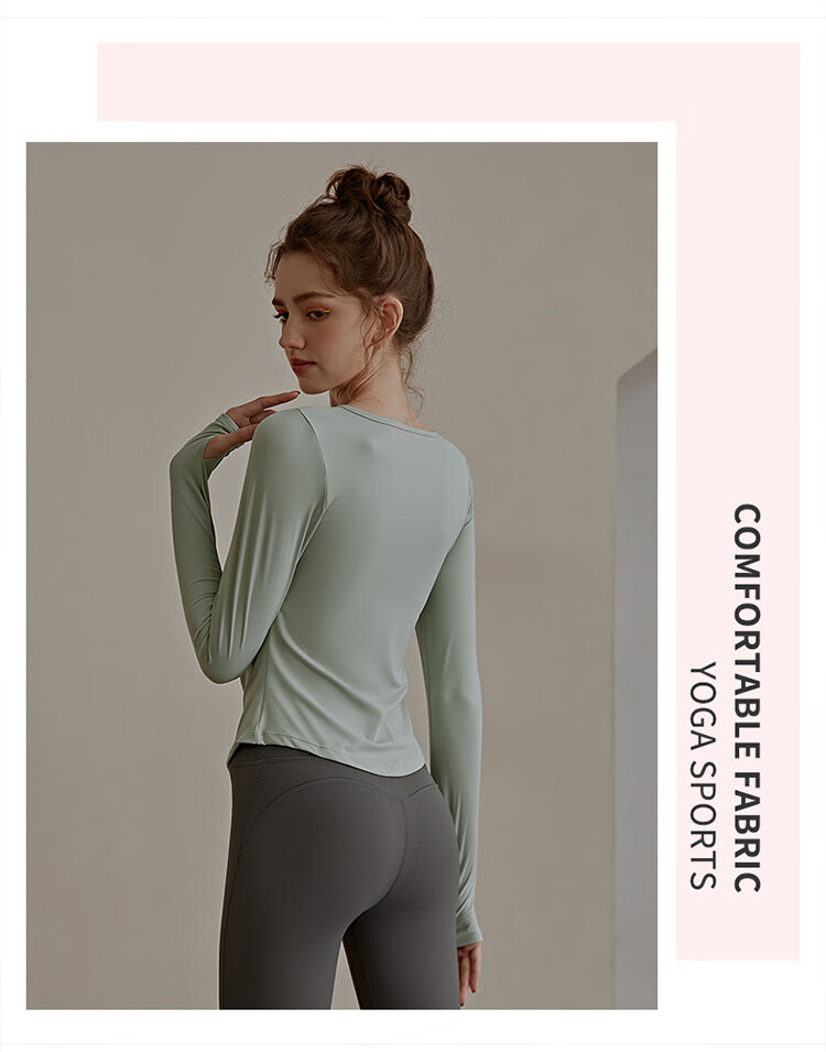 XUEXIMAN Yoga Top for Women with Built-In Bra Pads, Slim-Fit, Slimming, Spring And Autumn Sports Top, Long-Sleeve T-Shirt, Professional Running And Fitness Wear 10