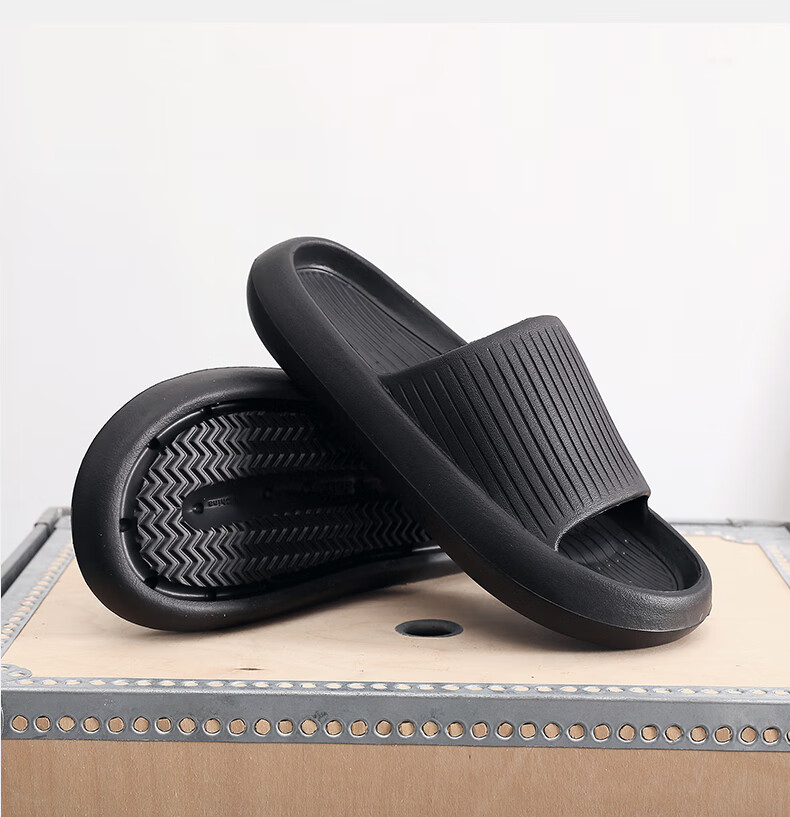GUOLUOFEI Home Slippers for Men And Women, Summer Non-Slip Thick-Soled Couple Bathroom Shower Sandals, Blue-Gray, Size 44-45 8