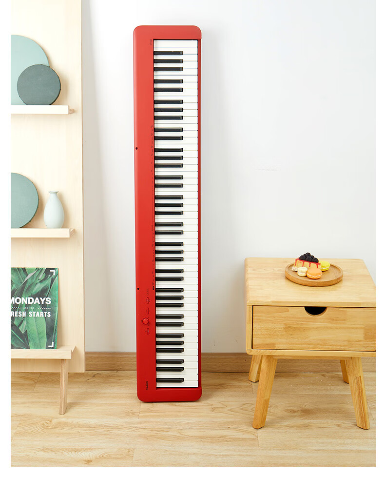 Casio Digital Piano EPS130 Red Electronic Digital Piano with 88 Weighted Keys, Beginner Standalone Unit, Wooden Piano Stand, Gift Package 23