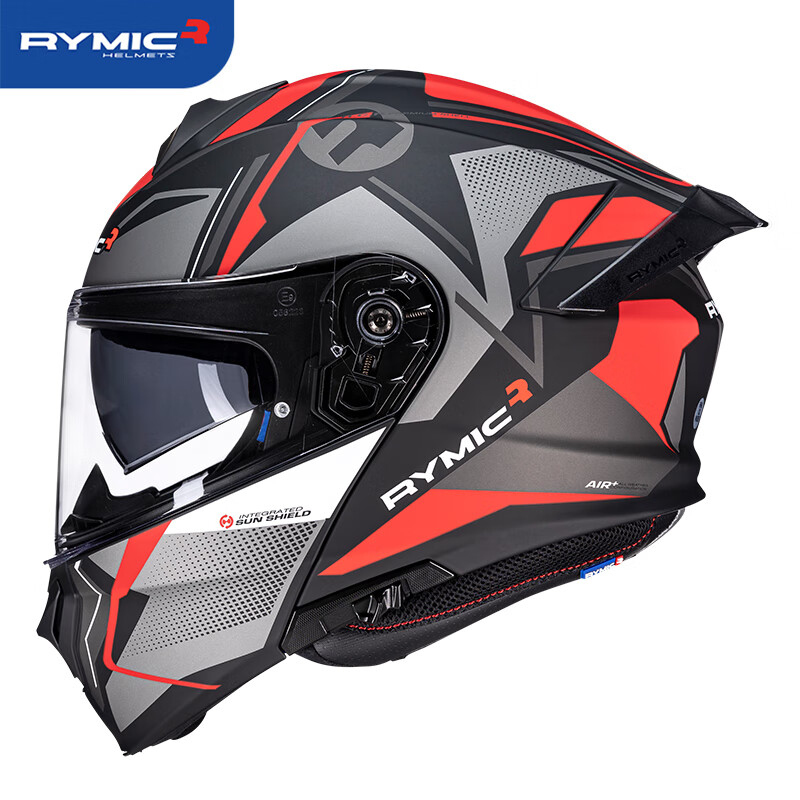 RYMIC Motorcycle Helmet, Flip-Up Helmet, 3C Certified Professional Motorcycle Helmet, All-Season Racing Helmet for Men And Women, 935 Red-Gray XL