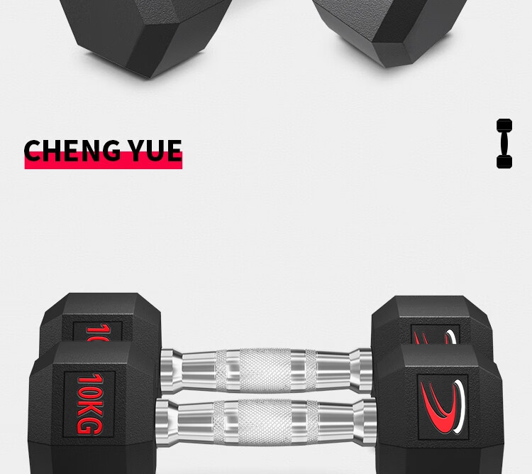 Chengyue Rubber-Coated Dumbbells for Men And Women, Hexagonal Home And Commercial Professional Gym Solid Steel Equipment Combination Set 3KG*2 28