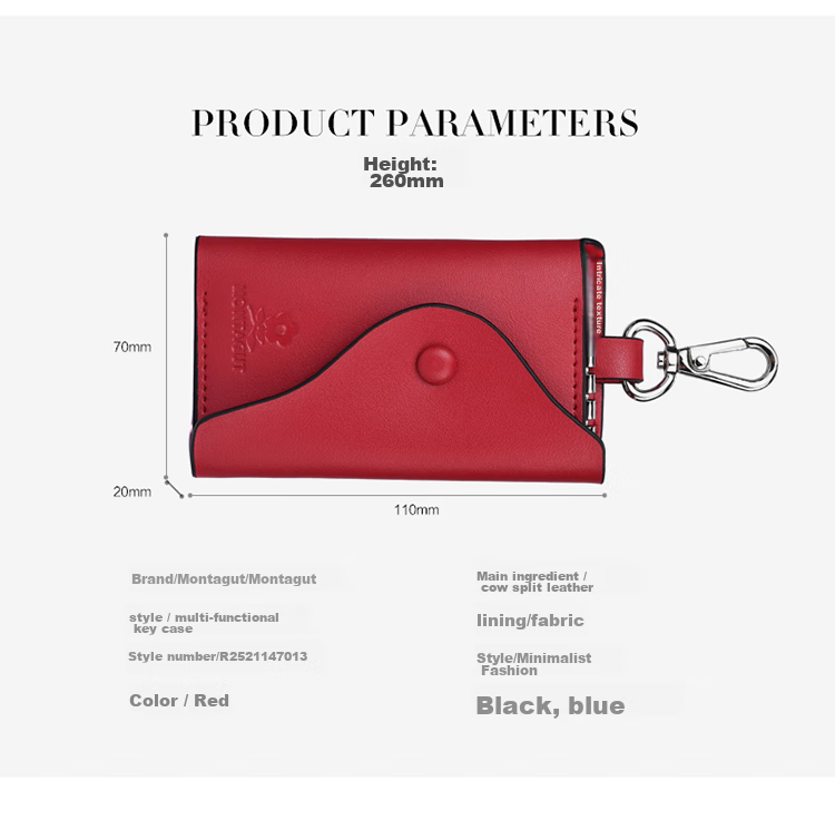 MONTAGUT Women's Handbag [Gift Box], Red Key Pouch, Women's Keychain, Birthday Gift for Women, Wedding Gift for Girlfriend, Practical Present 8