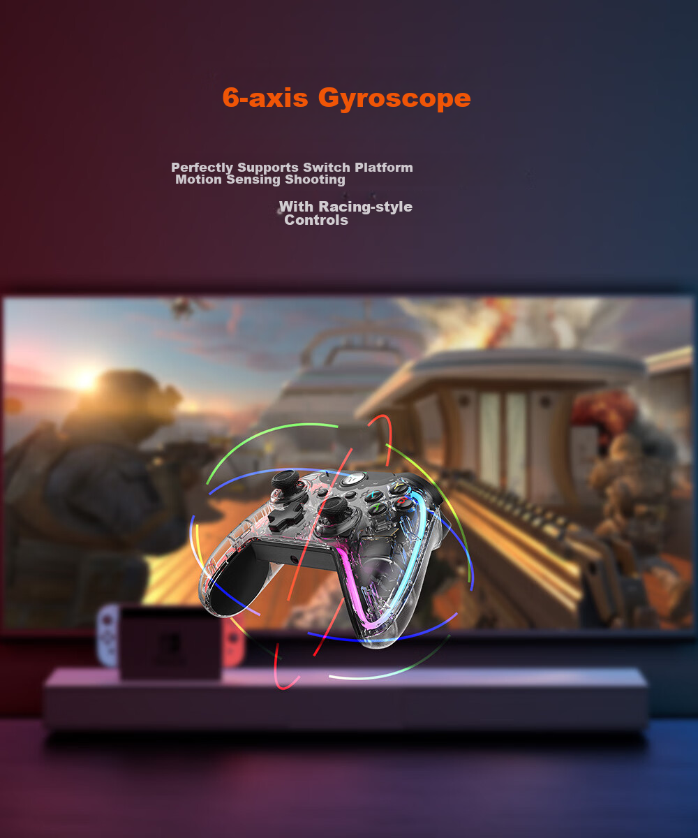 Mojiang Rainbow S Elite Wired Game Controller with Motion Sensing Macro Switch/PC/Steam/IOS Controller for Elden Ring, Horizon Forbidden West, Zelda 9