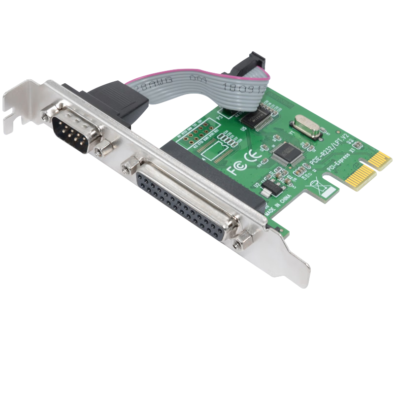 EB-LINK PCI-E to 1 Serial 1 Parallel Expansion Card, Serial And Parallel Port Combination Card, 9-Pin Serial Port Card, COM Expansion Card, 25-Pin Parallel Port Card, Industrial Computer Desktop Printer Card