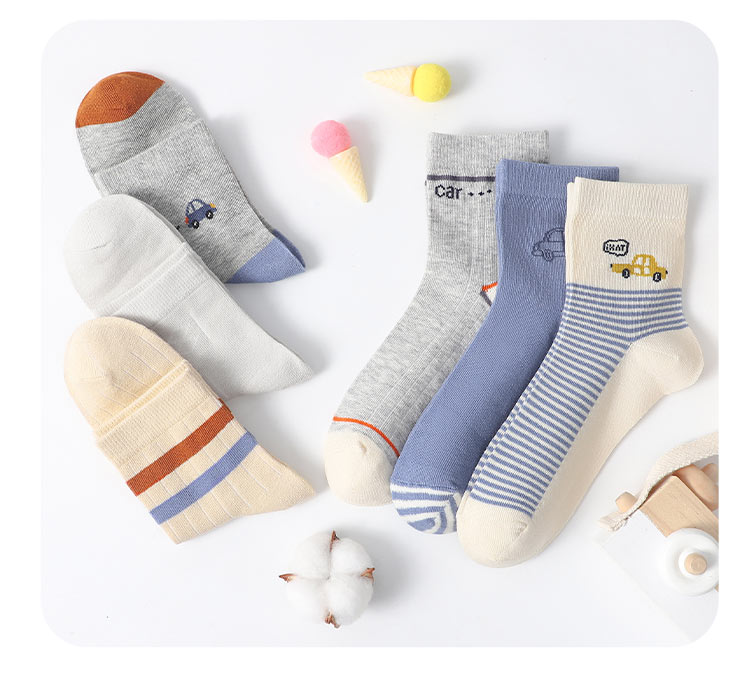 LangSha Children's Socks for Boys, Spring And Summer Cotton Socks, Comfortable Breathable Casual Sports Socks for Young, Middle And Big Boys, Mid-Calf Socks 8