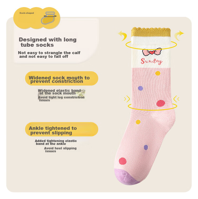 LangSha Children's Socks, Girls' Spring Autumn Winter Long Socks, Comfortable Sweat-Absorbing Breathable, for Older Children, Cute Sports Girls' Cotton Socks 11