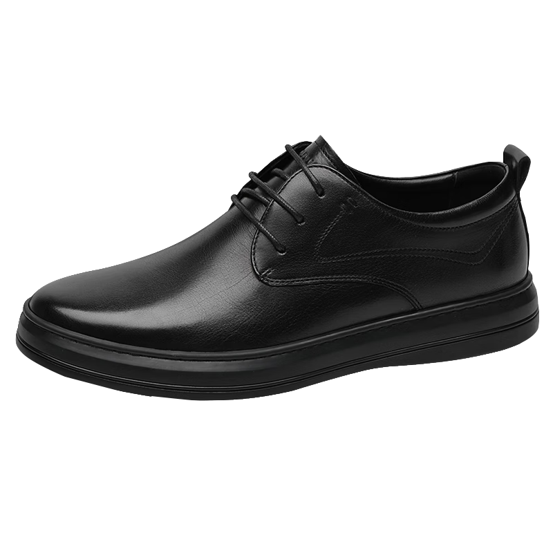 Goldlion Men's Shoes, Fashionable And High-Quality Cowhide Business Shoes, Comfortable Lace-Up Casual Leather Shoes, 50823026501A-Black, Size 41