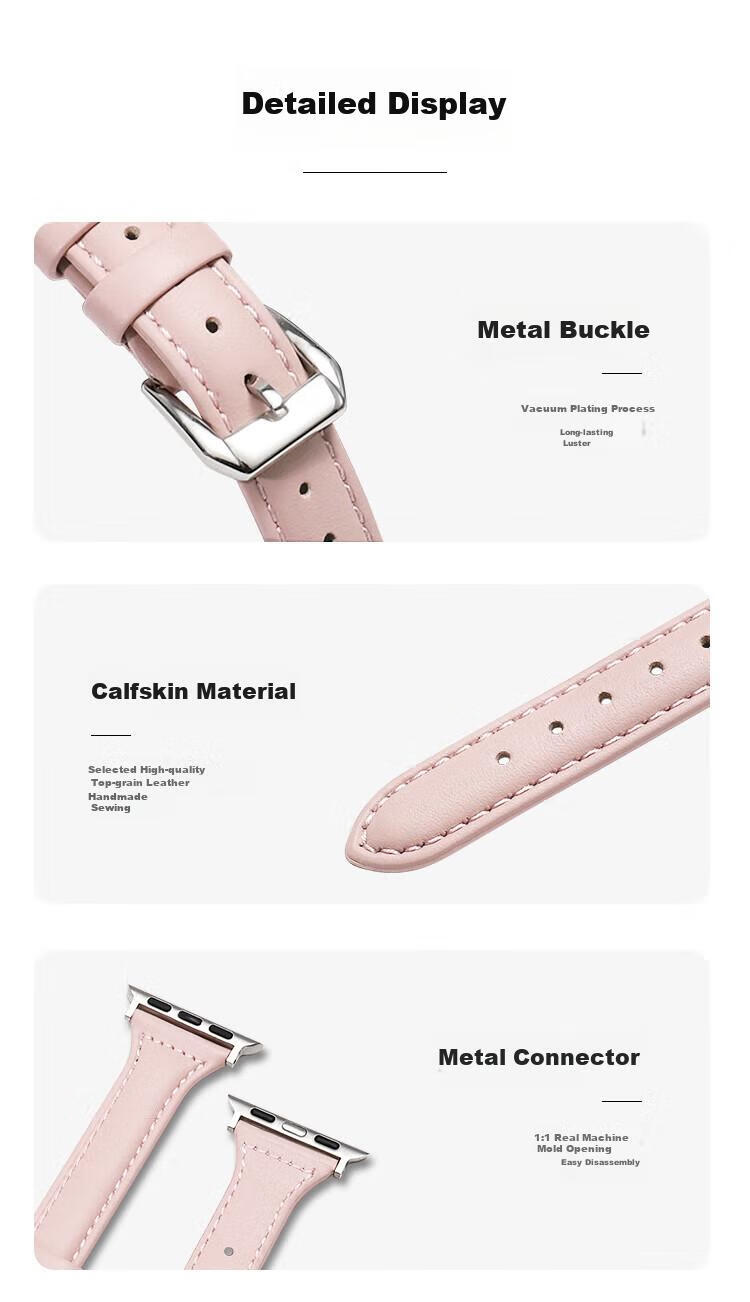 MSSM Suitable for Women's Apple Watch Band, Slim Waist Genuine Leather Apple Watch Strap for IWatch Ultra3/S11/10/9/8/Se3, Matcha Green, 44/45/46/49 12