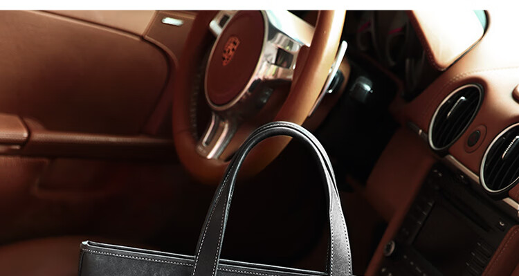 GOLF Briefcase, Men's Business Top-Grain Leather Handbag, Large Capacity Laptop Bag, Fashionable Horizontal Style Shoulder Crossbody Bag 41