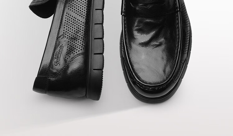 Goldlion Men's Business Casual Perforated Breathable Comfortable Durable Loafers G508320205 Black Size 39 4