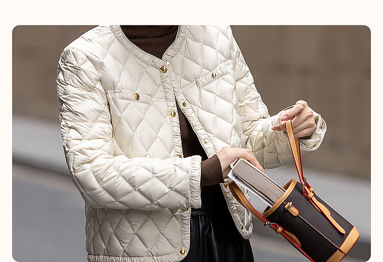 Dme [Qianjin Madeline] Winter Chanel-Style Lightweight Cloud 90% Duck Down Coarse Tweed Filling Puffer Jacket for Wome 3