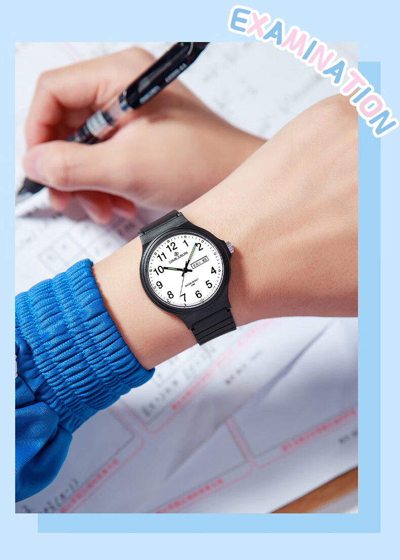 LOUIE JUELEN Student Exam Watch for Middle And High School Students, Quiet Mechanical Waterproof Quartz Watch for Teenage Girls And Boys 10