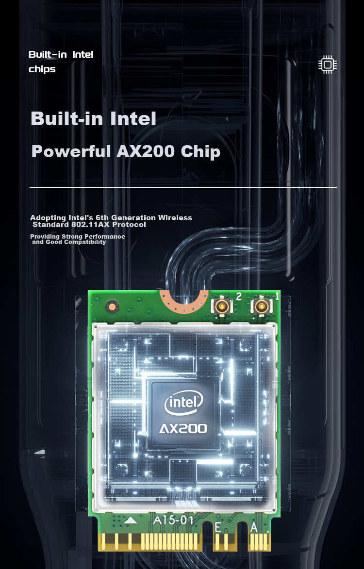 EB-LINK Intel AX200 Chip Laptop Wireless Network Card, 3000M M.2 Interface, WiFi6 Gigabit Dual-Band Network Card, Bluetooth 5.2, Computer Internal Module 7