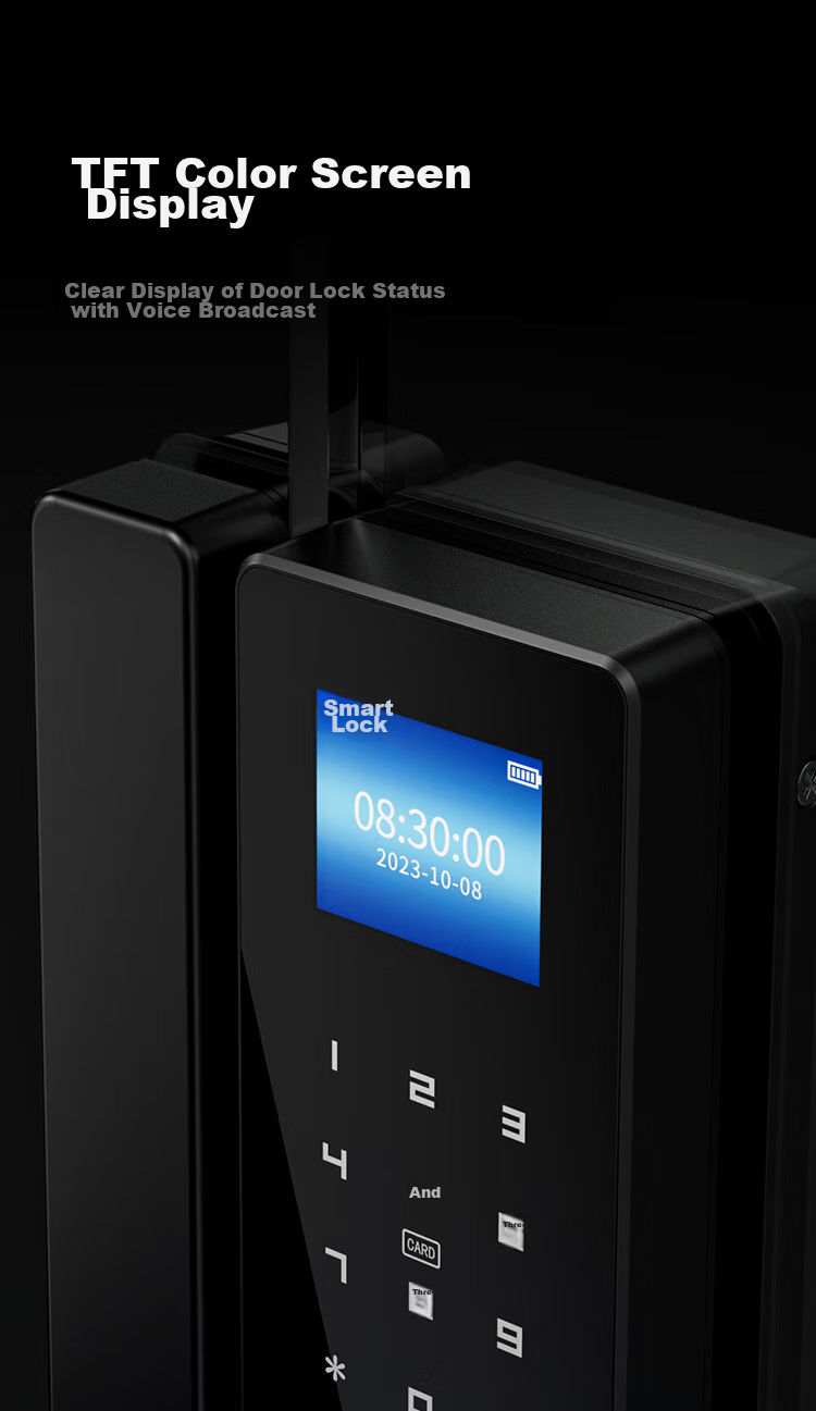 Deli Glass Door Lock, Smart Door Lock with Password, Office Fingerprint Lock, Intelligent Lock, Access Control Lock, Attendance Lock, Mini-Program Management AL100 (Frameless Glass Doors) 6