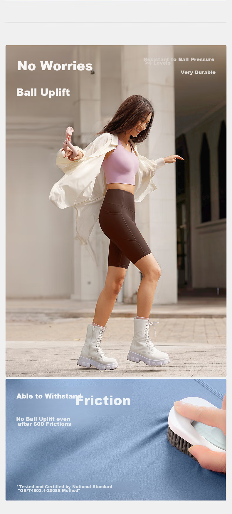 VFU Xingqing Five-Minute Yoga Shorts, Outdoor Sports Cycling Pants, High-Waisted Butt-Lifting Tight Shorts, Linen Color, Size S 9