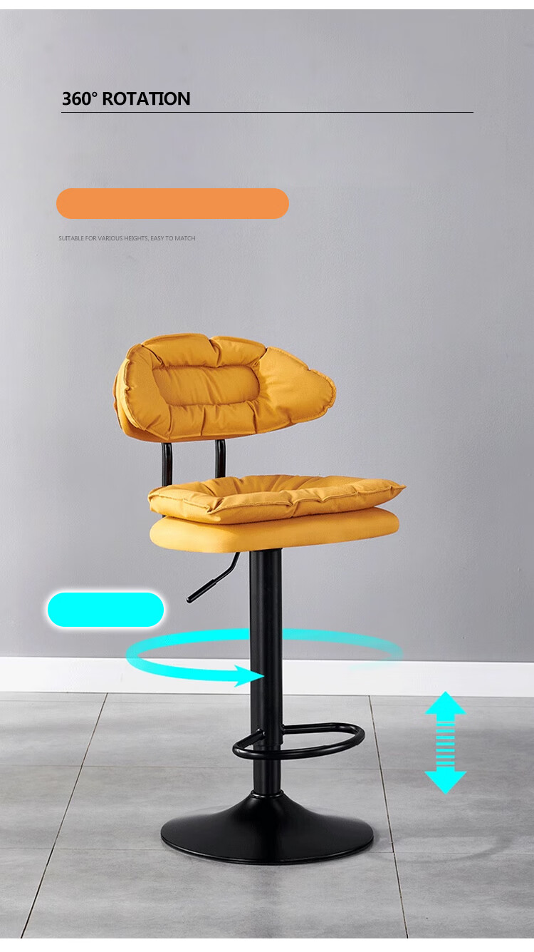 Huakaizhixing Bar Stool, High Chair, Adjustable Height Pub Chair with Backrest, Home Chair BY652 Orange 11