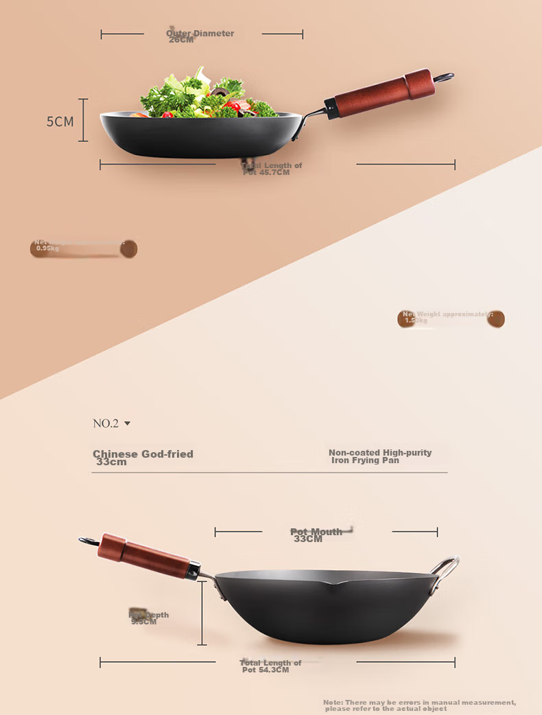 RIVER LIGHT Japanese Imported Cookware Set, Cast Iron Wok for Home Cooking, 33cm + 28cm Steak Pan, Flat Bottom Pan, Non-Coated Iron Pan, Compatible with Induction And Gas Stoves 5