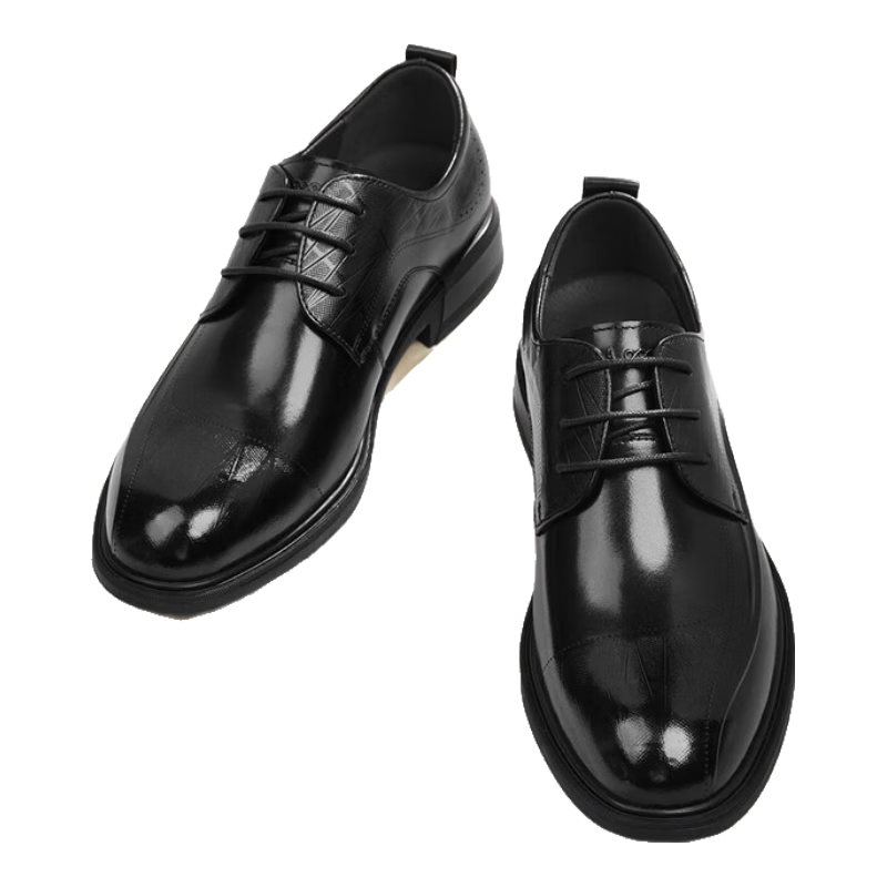 HLA Men's Classic Full-Grain Leather Formal Business Derby Shoes HAAPXM1FBA168 Black Size 43